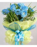 1 Dozen Blue Roses Spray (Round Bouquet)