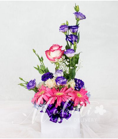 Vibrant Flowers in A Square Box