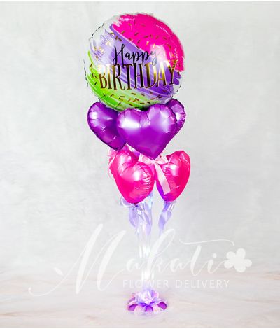 Happy Birthday Balloon with Hearts and Fairylight