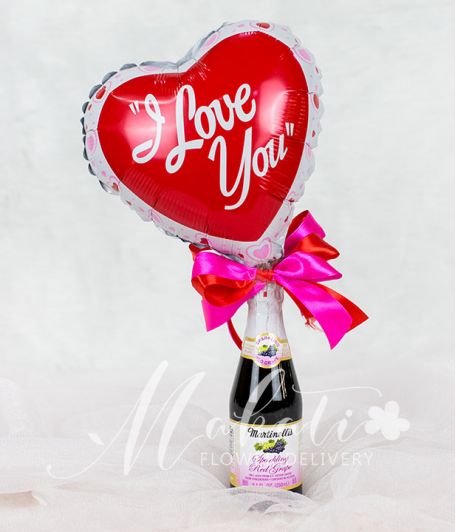 I Love You Heart Balloon with Wine
