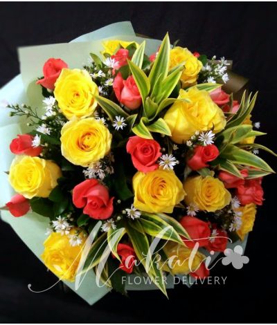 1 Dozen Imported Yellow Roses and 1 Dozen Local Peach Roses