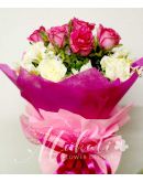 1 dozen pink and white roses