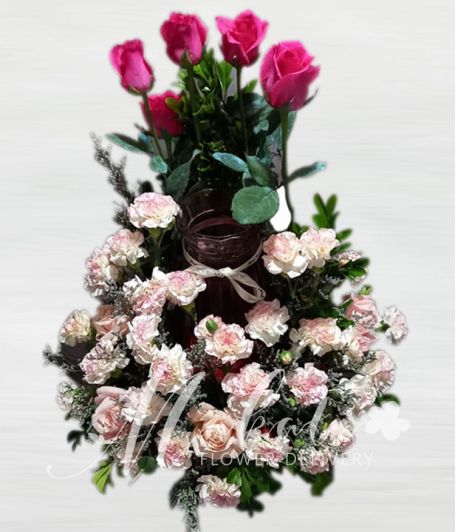 Gorgeous Pink Roses Urn Flower Arrangement