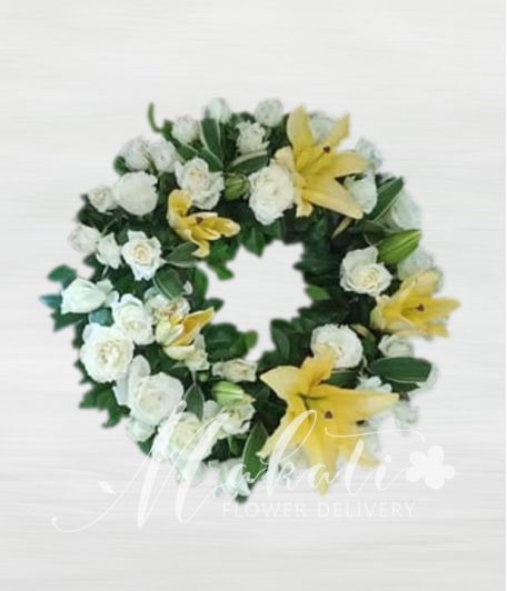 Sincerity White and Yellow Urn Flower Arrangement